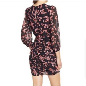 ASTR THE LABEL Floral long sleeve Ruched dress